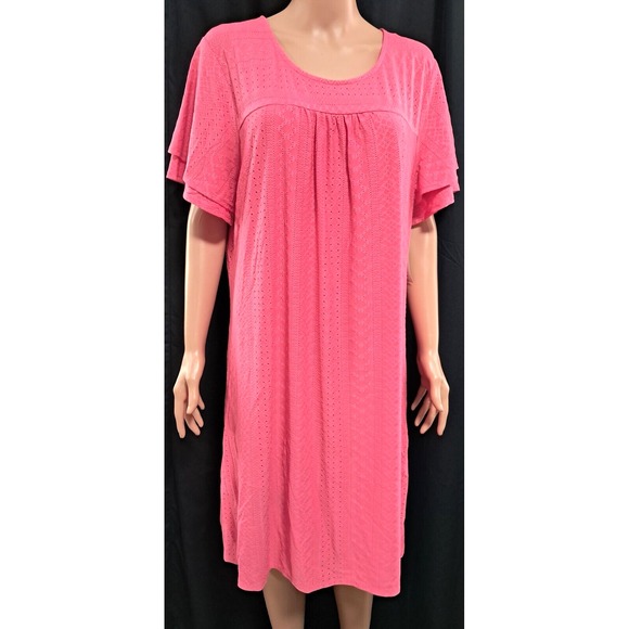 Kim Rogers, Curvy Dress, Pink, 2X, 40" long, Short Ruffle Sleeve, lined - Picture 2 of 8